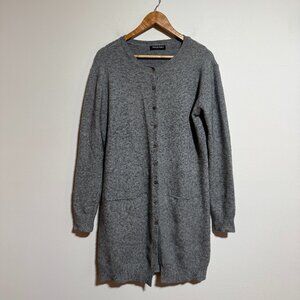 Tricotonic Long Gray Wool & Cashmere Blend Cardigan, Large